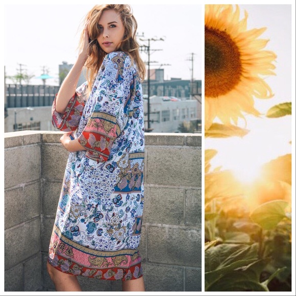 Multi Print Boho Long Kimono - Picture 6 of 8